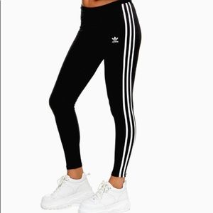 Adidas Originals Three Stripe Leggings w/Logo